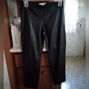 Avec Les Filles Women’s Mid Rise 9' Faux Leather Pants, Black, Size XL